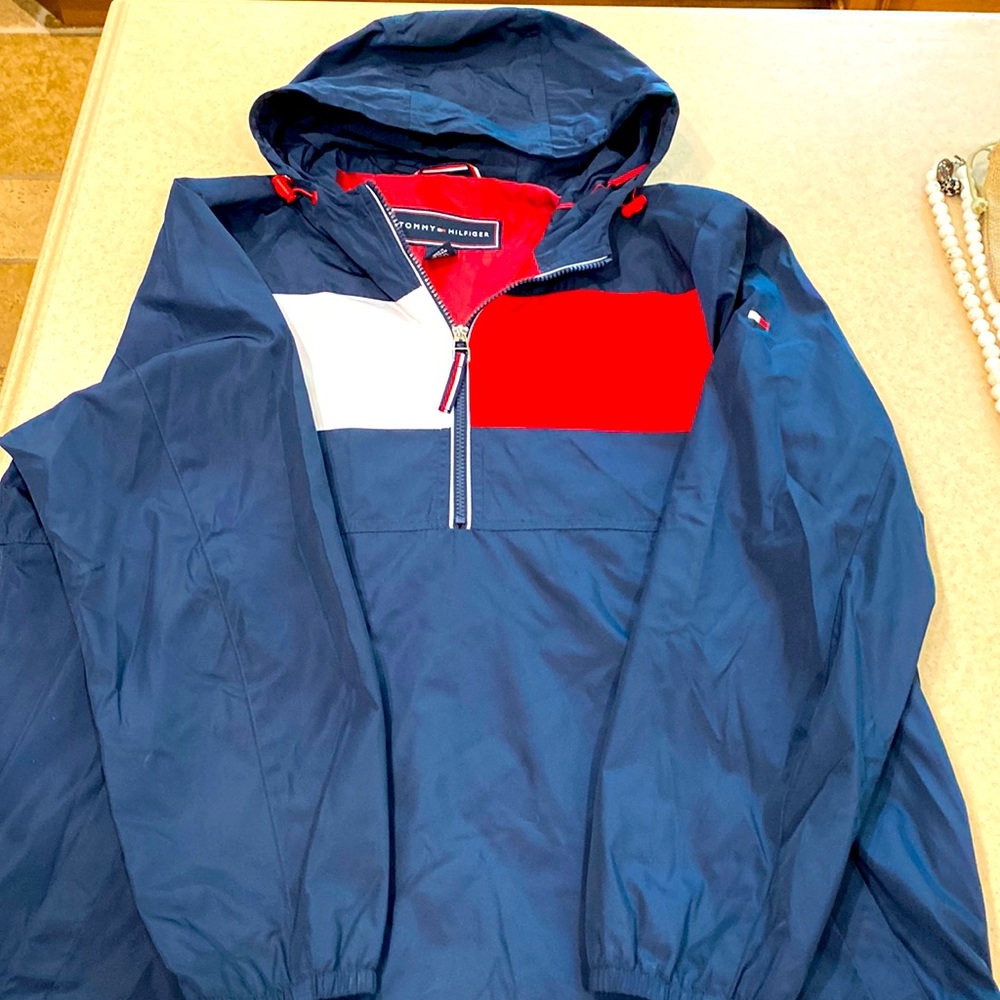 Tommy Hilfiger size Large red, white and blue 1/4 zip!